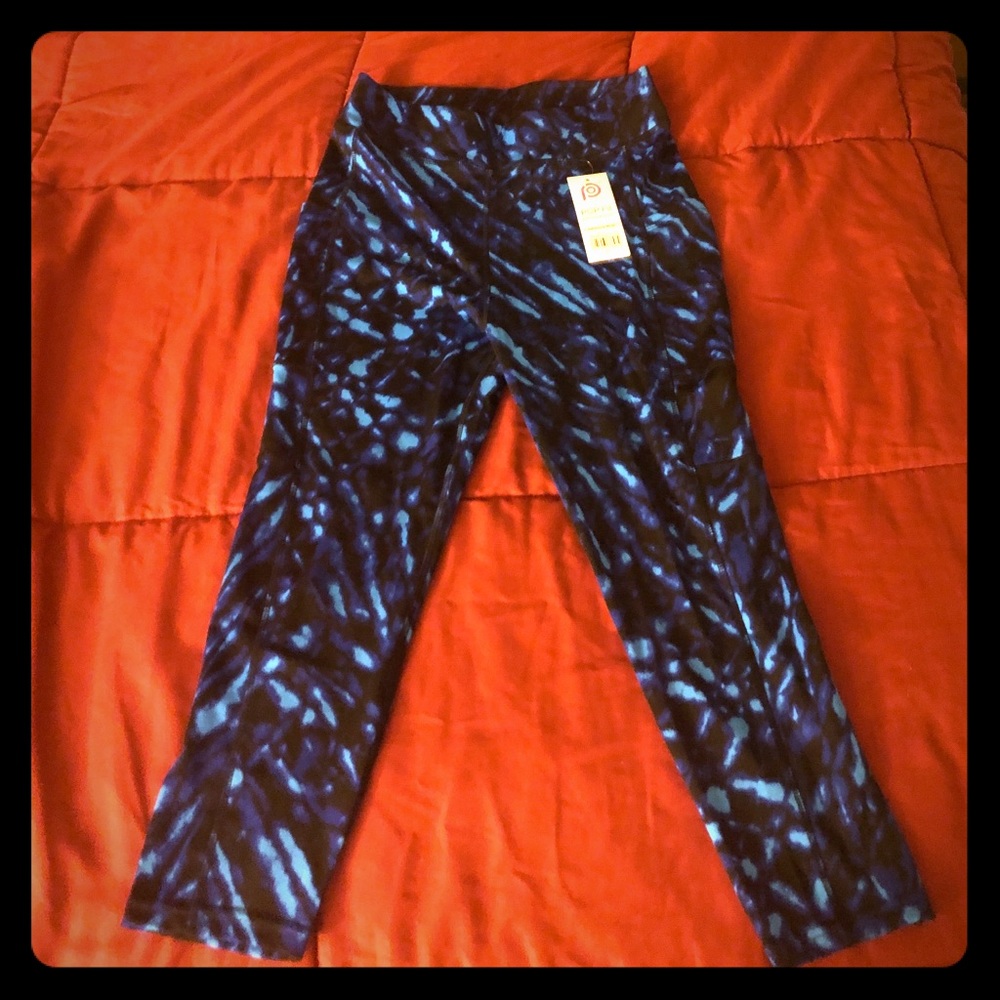 Popfit Blue and Black Large Yoga Pants W/ Pockets